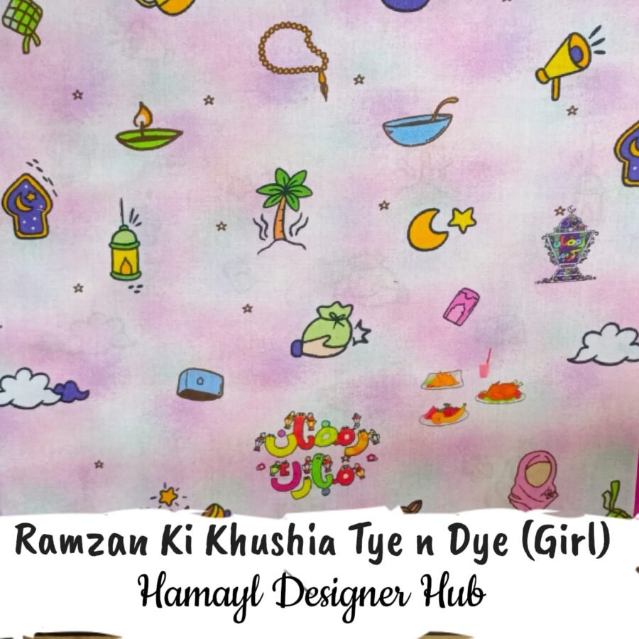 Ramzan ki khushia tye n dye- Fabric-Funky Digital Lawn- Hamayl Designer hub — unstitched fabric