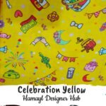 Festive Celebrations yellow- Fabric-Funky Digital Lawn- Hamayl Designer hub