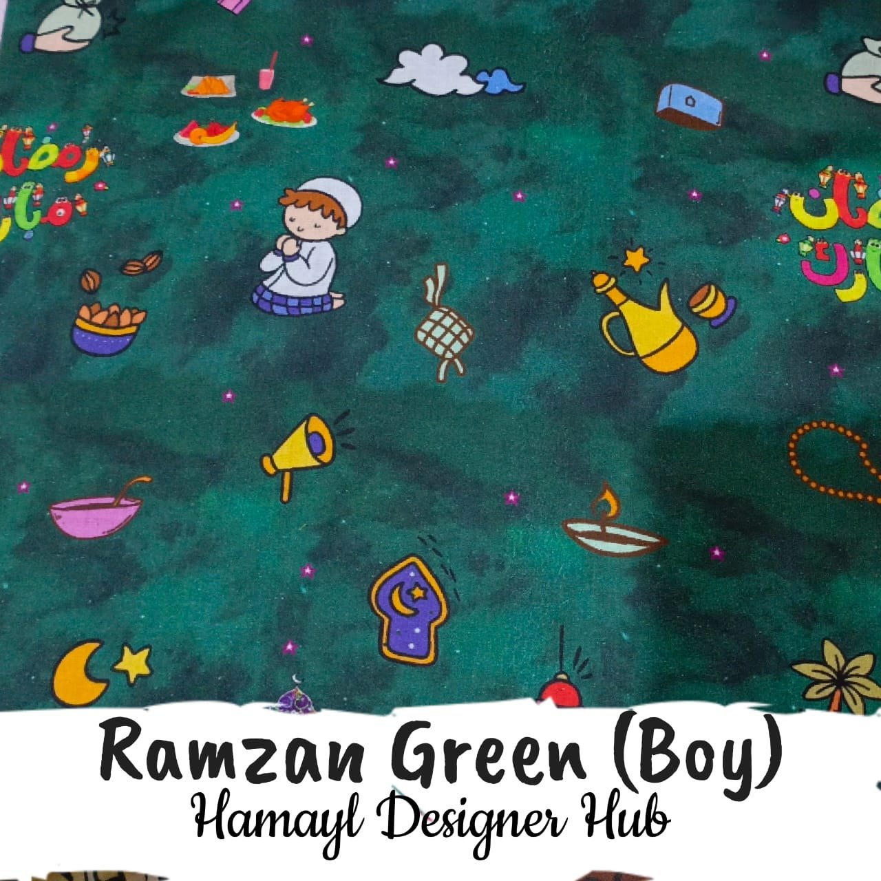 Green Ramzan(Boy) – digital printed lawn fabric, 45-inch width, unstitched