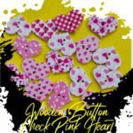 Pink check Hearts-Buttons- Set of 3
