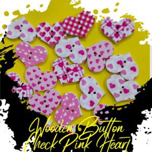 Pink check Hearts-Buttons- Set of 3