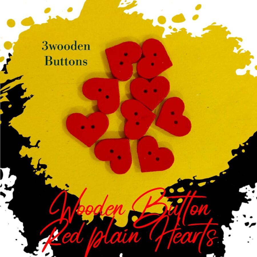 Red Hearts-Buttons- Set of 3