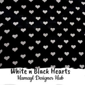 White n Black Hearts-Funky Digital Lawn- Hamayl Designer hub