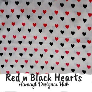 Red n Black Hearts-Funky Digital Lawn- Hamayl Designer hub