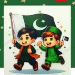 Iron-on patch of cartoon boy holding Pakistani flag – 5 inch patriotic applique
