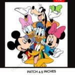 Iron-on patch featuring Mickey, Minnie, Donald and Goofy – 4 inch cartoon characters patch