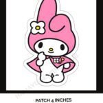 Iron-on patch of My Melody in pink outfit – 4 inch Sanrio applique