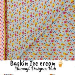 Baskin Ice Cream- Fabric -Funky Digital Lawn- Hamayl Designer Hub