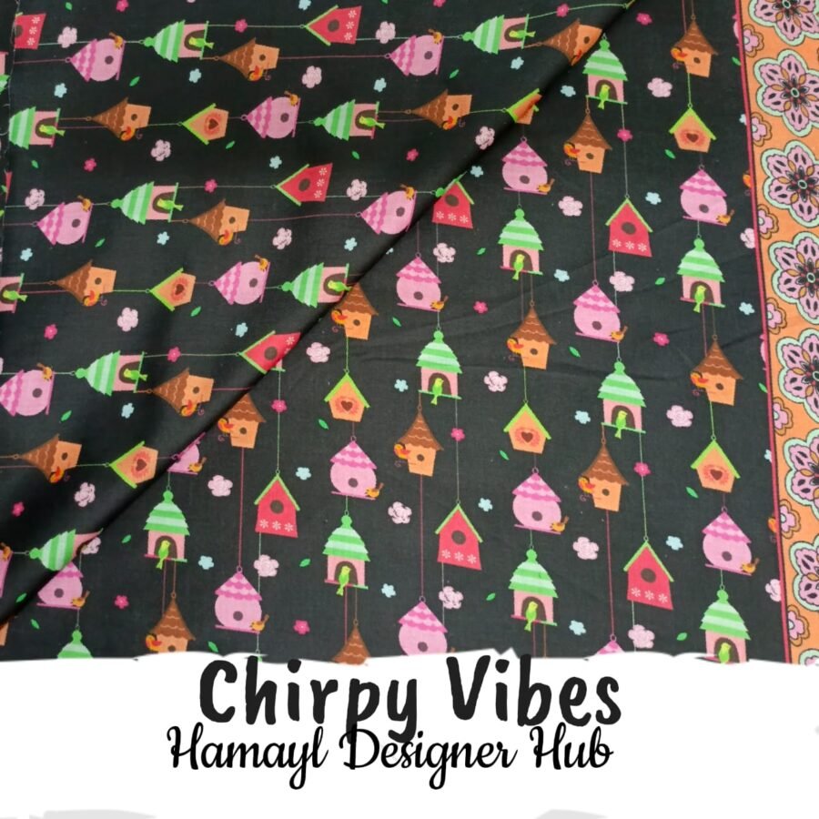 Chirpy Vibes - Fabric -Funky Digital Lawn- Hamayl Designer Hub — unstitched fabric