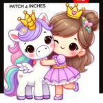 Iron-on patch featuring multiple princess characters in dresses – 6.5 inch fabric applique