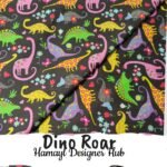 Dark lawn fabric with cartoon dinosaur prints – Kids Dino Lawn 2025