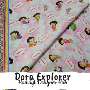 Dora Explorer - Fabric -Funky Digital Lawn- Hamayl Designer Hub