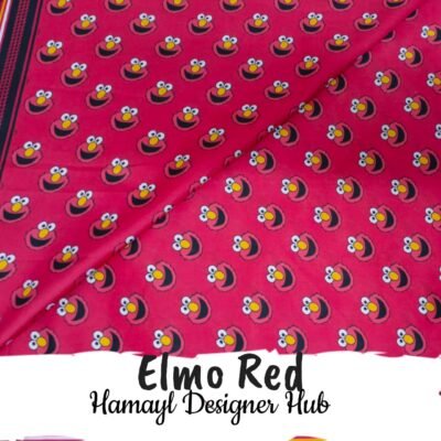 Elmo Red - Fabric -Funky Digital Lawn- Hamayl Designer Hub