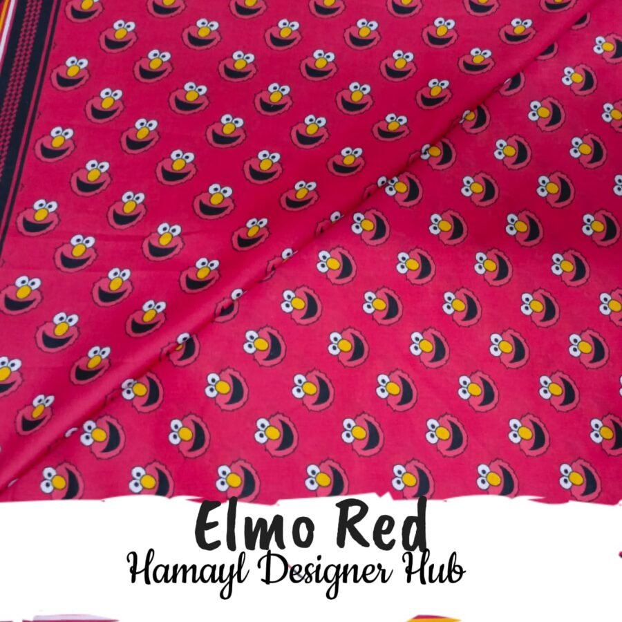 Elmo Red - Fabric -Funky Digital Lawn- Hamayl Designer Hub — unstitched fabric