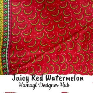Juicy Red Watermelon- Fabric -Funky Digital Lawn- Hamayl Designer Hub