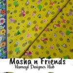 Yellow lawn fabric with Masha and the Bear illustrations – Kids Lawn 2025