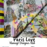 Gray-white lawn fabric with Eiffel Tower and city elements – Paris-themed Lawn 2025