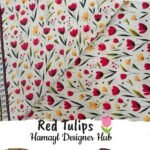 White lawn fabric with red tulip patterns – Floral Lawn 2025 by Hamayl