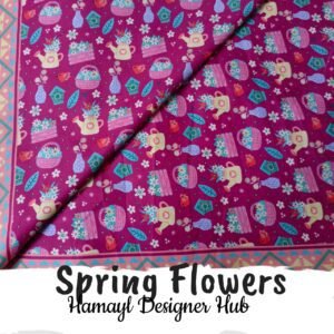 Spring Flowers- Fabric -Funky Digital Lawn- Hamayl Designer Hub