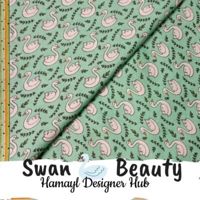 Swan Beauty- Fabric -Funky Digital Lawn- Hamayl Designer Hub