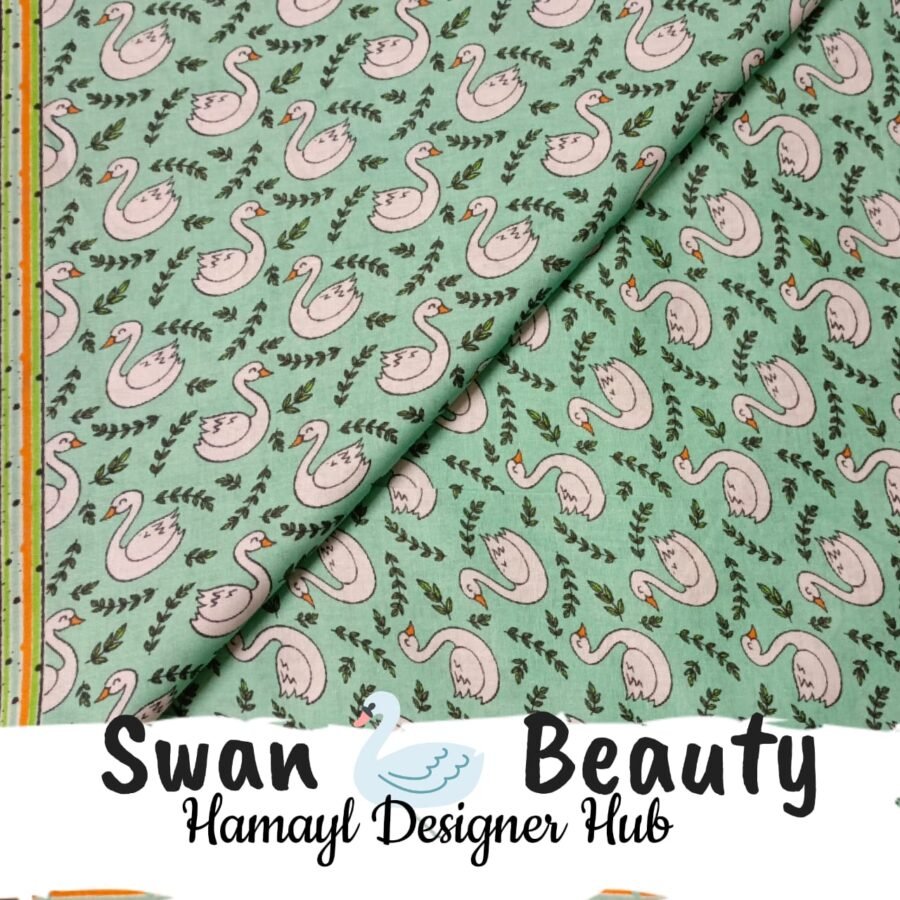 Swan Beauty- Fabric -Funky Digital Lawn- Hamayl Designer Hub — unstitched fabric