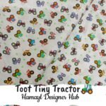 Cream lawn fabric with colorful cartoon tractors – Kids Lawn Collection 2025