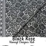 Black and gray rose pattern lawn fabric – Classic Monochrome Floral Print