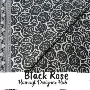 Black Rose- Fabric -Funky Digital Lawn- Hamayl Designer Hub