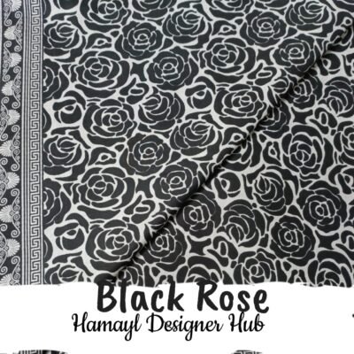 Black Rose- Fabric -Funky Digital Lawn- Hamayl Designer Hub