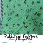 Green lawn fabric with small aircraft and flag patterns – Lawn 2025 Hamayl Designer Hub