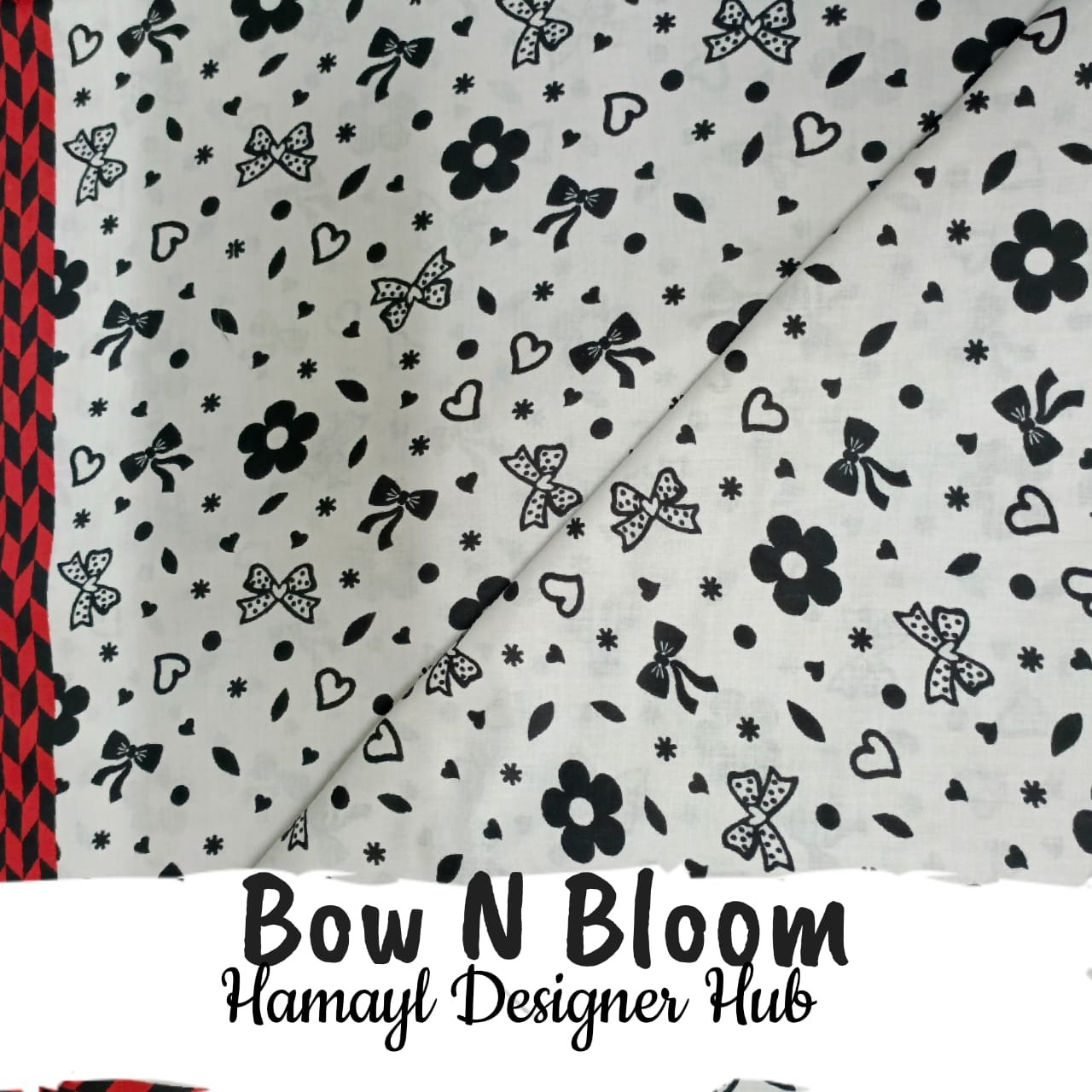 Bow n Bloom – digital printed lawn fabric, 45-inch width, unstitched