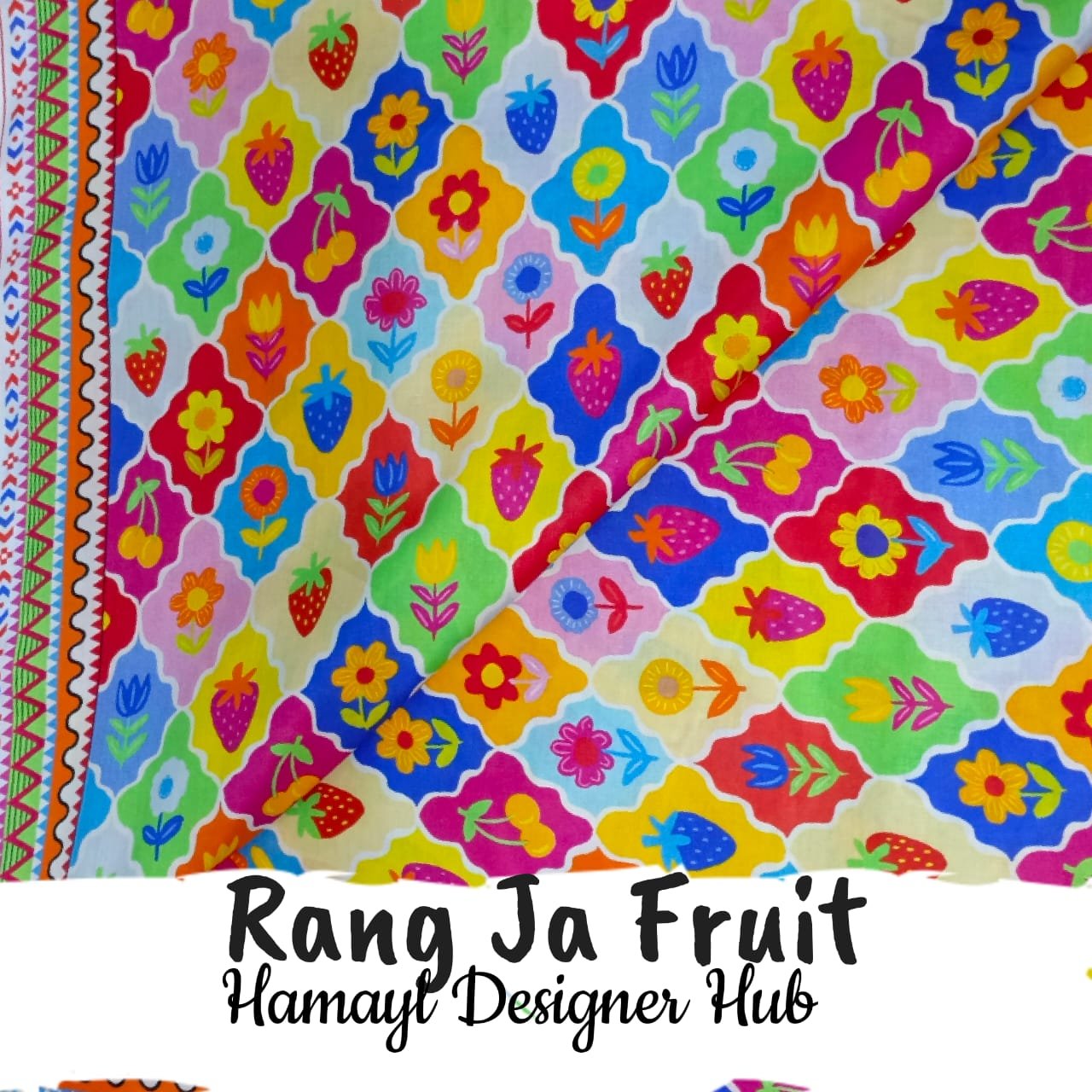 Rang Ja Fruit – digital printed lawn fabric, 45-inch width, unstitched