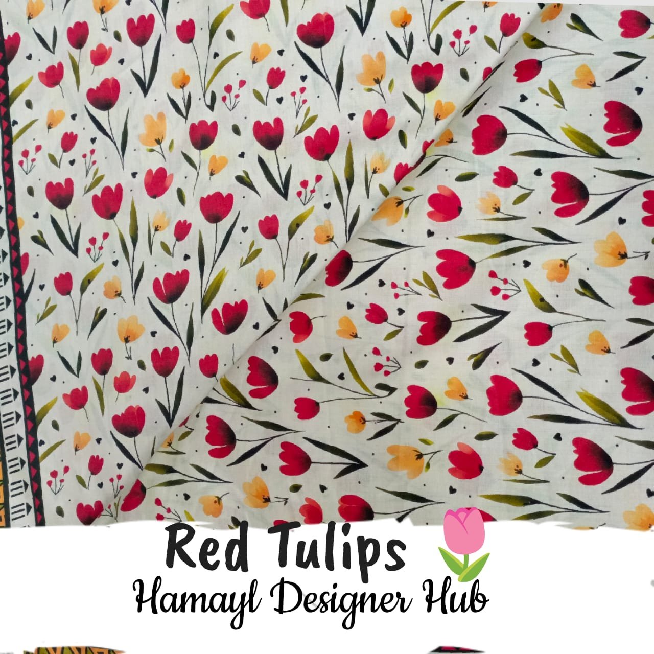Red Tulip – digital printed lawn fabric, 45-inch width, unstitched
