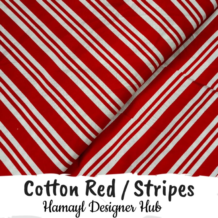 Cotton Red / Stripes – printed winter cotton fabric, 45-inch width, unstitched