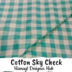 Cotton Sky Check – 45 inch checkered cotton fabric sky blue and white by Hamayl Designer Hub Pakistan