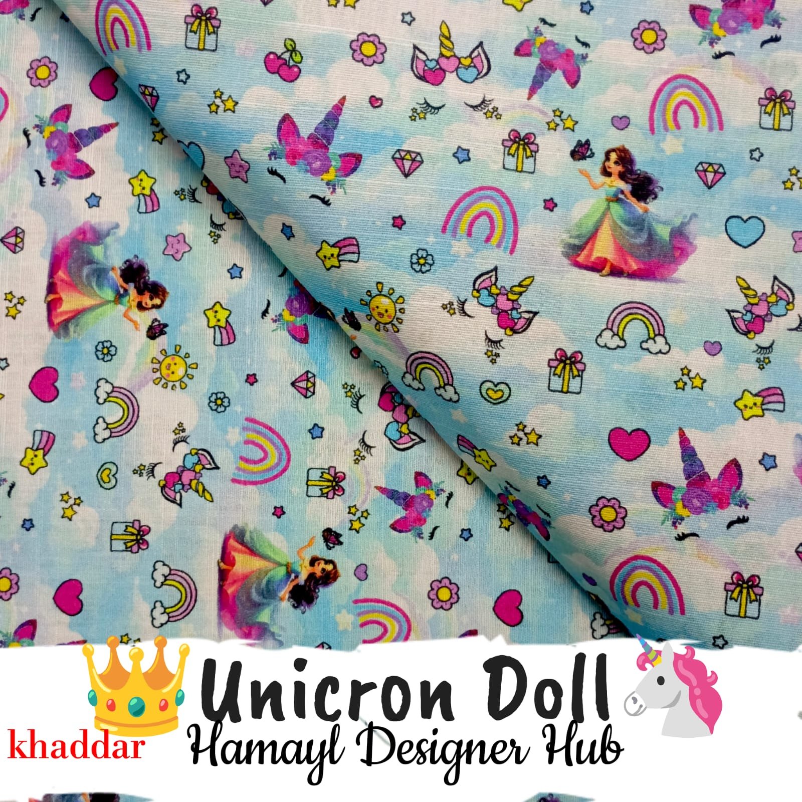 Unicorn Doll kids khaddar suit – Digital Print Winter Collection 2025 – Hamayl Designer Hub