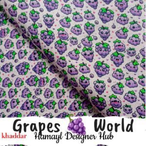 Grapes World digital khaddar suit – cute grape print, 40-inch width – Winter Collection 2025 – Hamayl Designer Hub