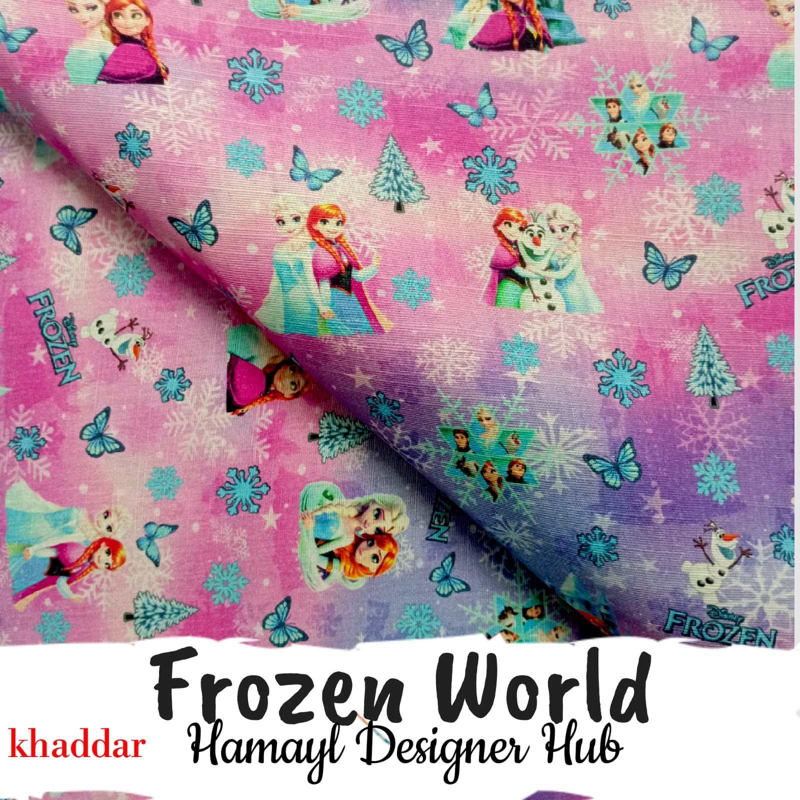Frozen World digital khaddar suit – Frozen theme print, 40-inch width – Winter Collection 2025 – Hamayl Designer Hub