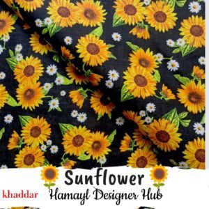 Sunflower digital khaddar suit – floral winter fabric 40-inch width – 2025 Collection – Hamayl Designer Hub