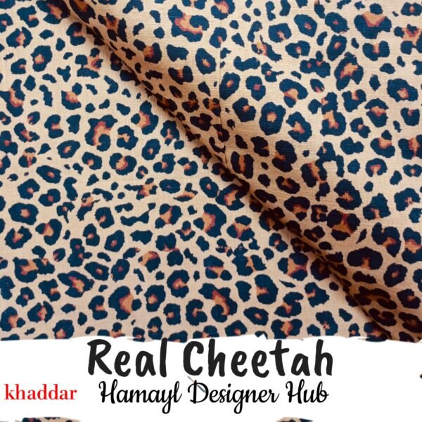Real Cheetah Khaddar – bold animal print fabric Winter Collection 2025 Hamayl Designer Hub