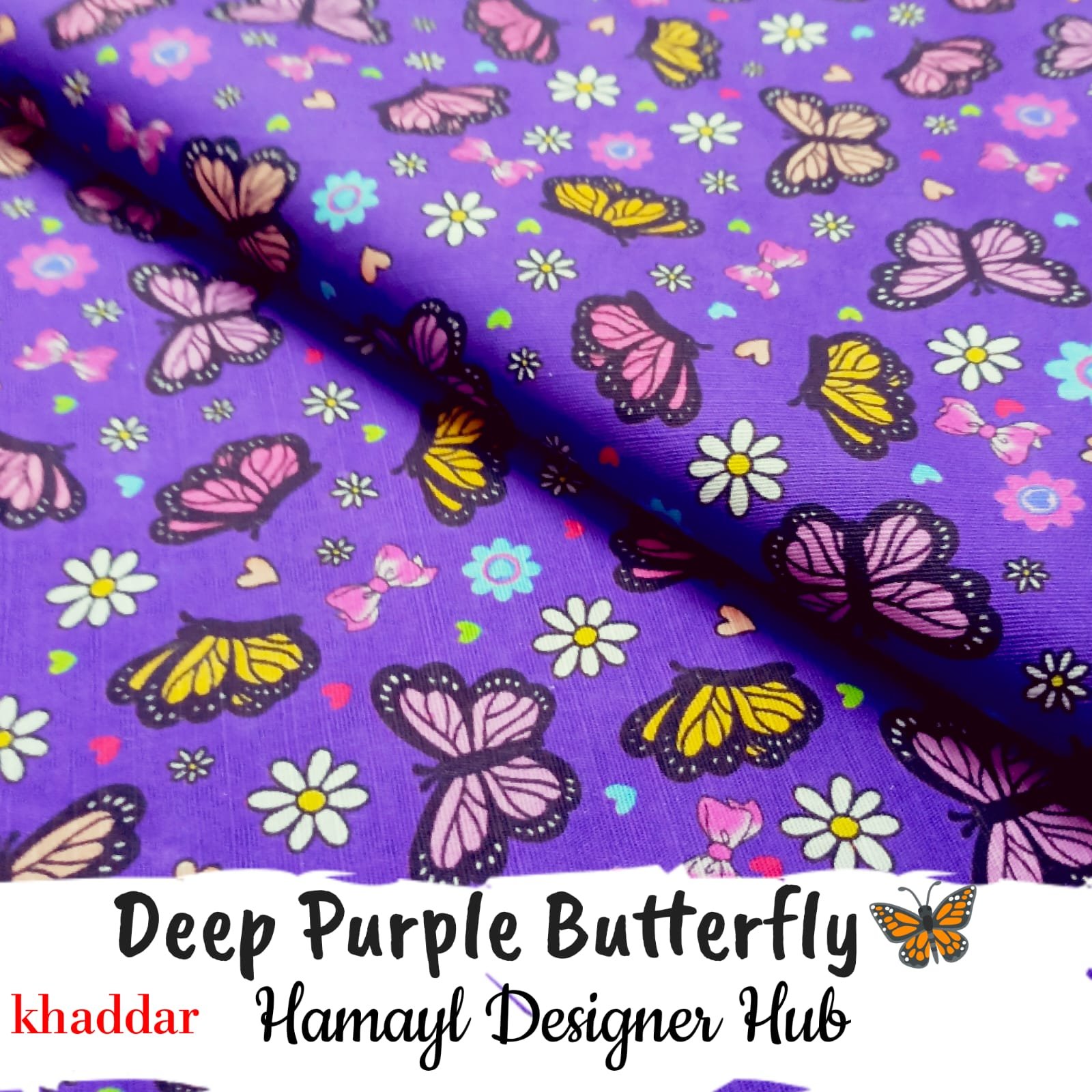 Deep Purple Butterfly Khaddar Suit – Digital Printed Winter Collection 2025 – Hamayl Designer Hub
