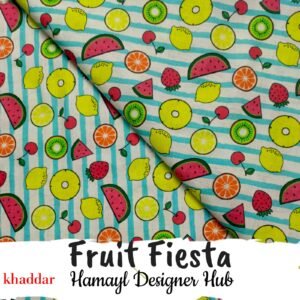 Fruit Fiesta khaddar suit – Funky Digital Print Winter Collection 2025 – Hamayl Designer Hub