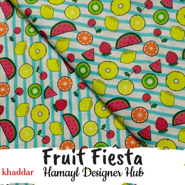 Fruit Fiesta khaddar suit – Funky Digital Print Winter Collection 2025 – Hamayl Designer Hub