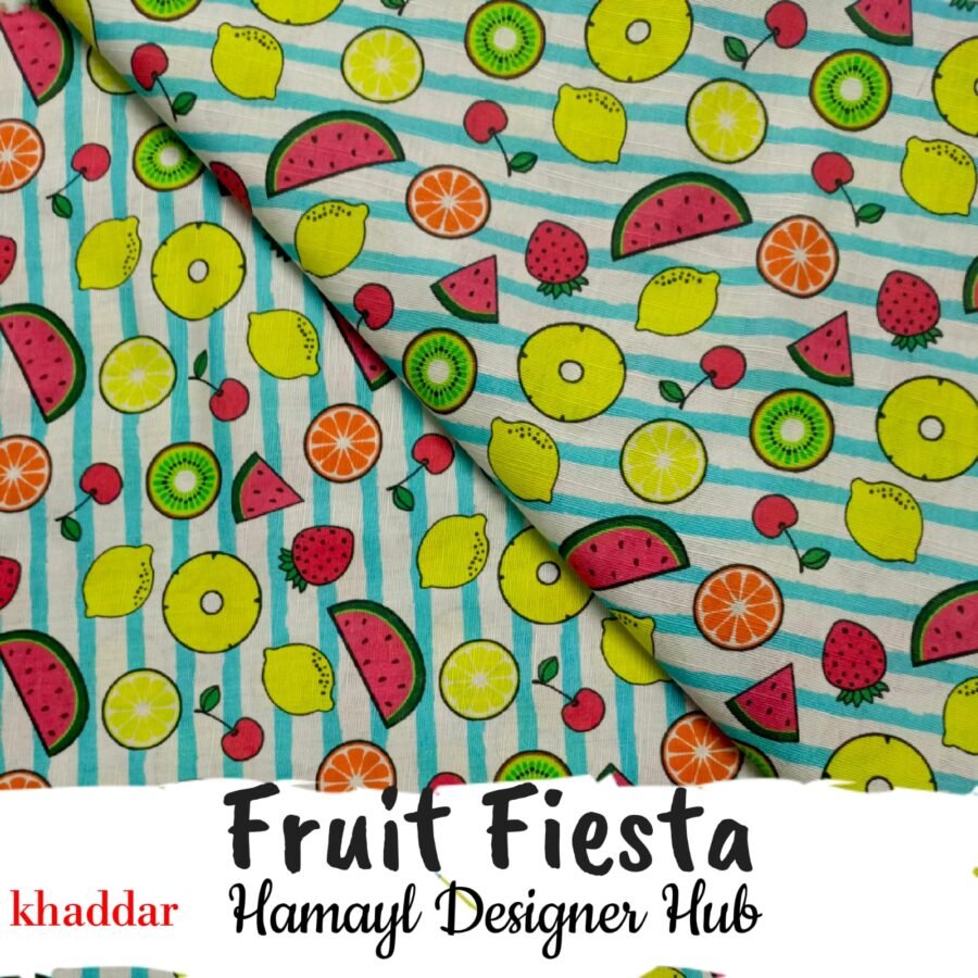 Fruit Fiesta – Funky Digital Khaddar Suit Winter Collection 2025 — unstitched fabric