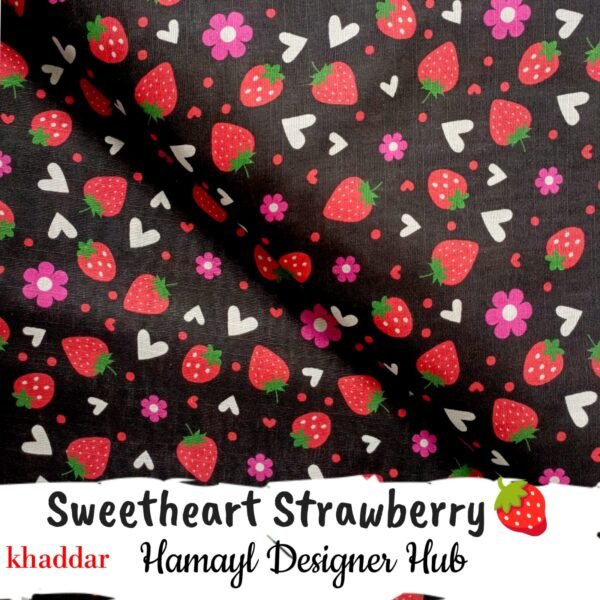Sweetheart Strawberry Khaddar Suit – Digital Printed Winter Collection 2025 – Hamayl Designer Hub