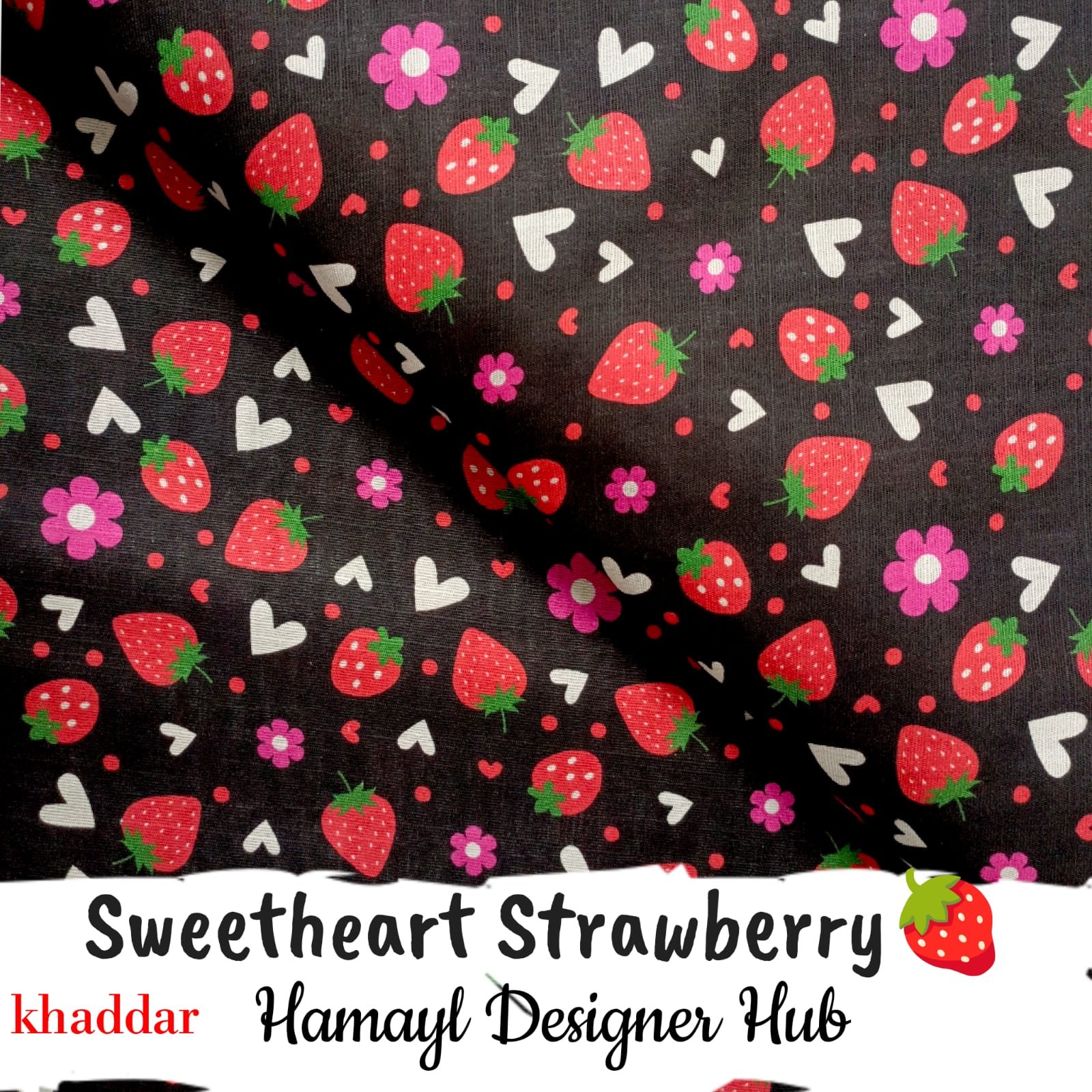 Sweetheart Strawberry Khaddar Suit – Digital Printed Winter Collection 2025 – Hamayl Designer Hub