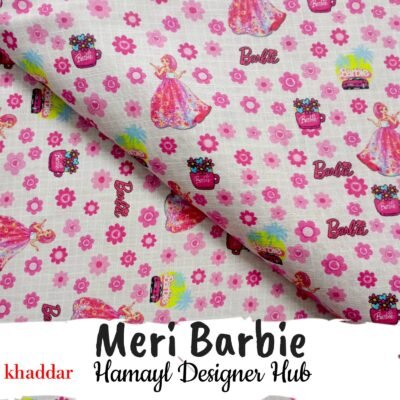 Meri Barbie – Pink Khaddar Suit (Digital Print) | Hamayl Designer Hub 2025
