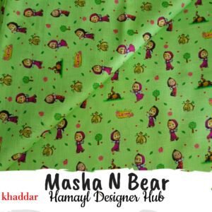 Masha N Bear Khaddar – cartoon print fabric Winter Collection 2025 Hamayl Designer Hub