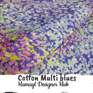 Cotton Multi Blues fabric 45 inch – printed cotton abstract floral summer 2025 Pakistan”