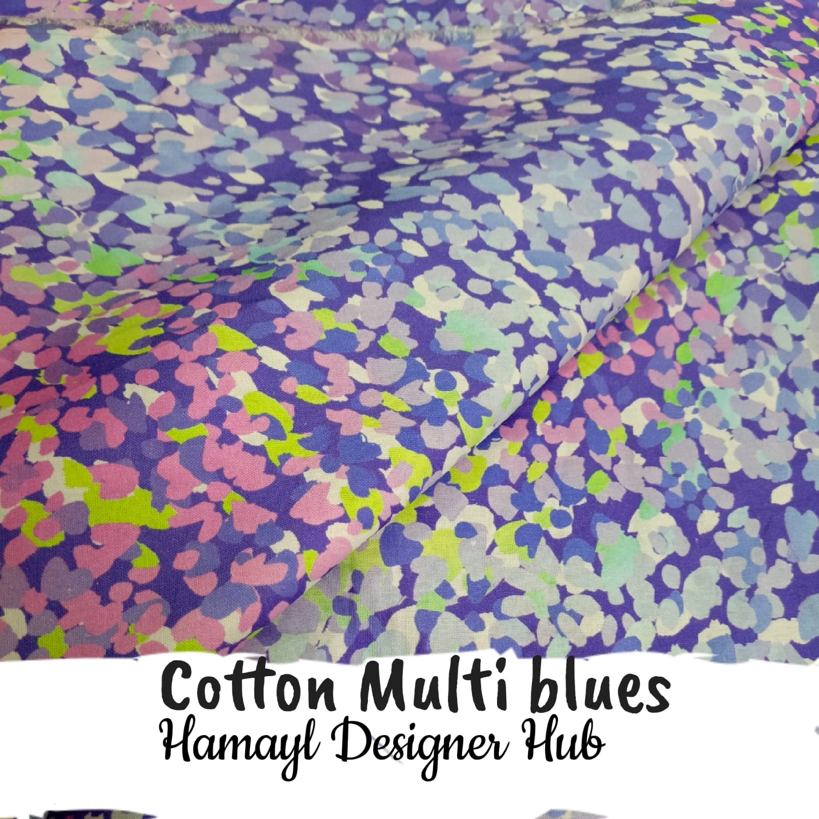 Cotton Multi Blues fabric 45 inch – printed cotton abstract floral summer 2025 Pakistan”